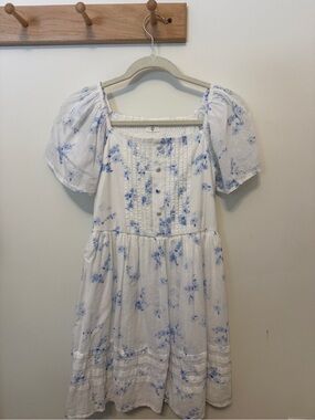 Abercrombie Kids White and Light Blue Floral Print Dress